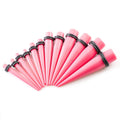 Acrylic 6 to 00 Gauge Pink Spike Tapers Ear Stretching Kit - 10 Pack