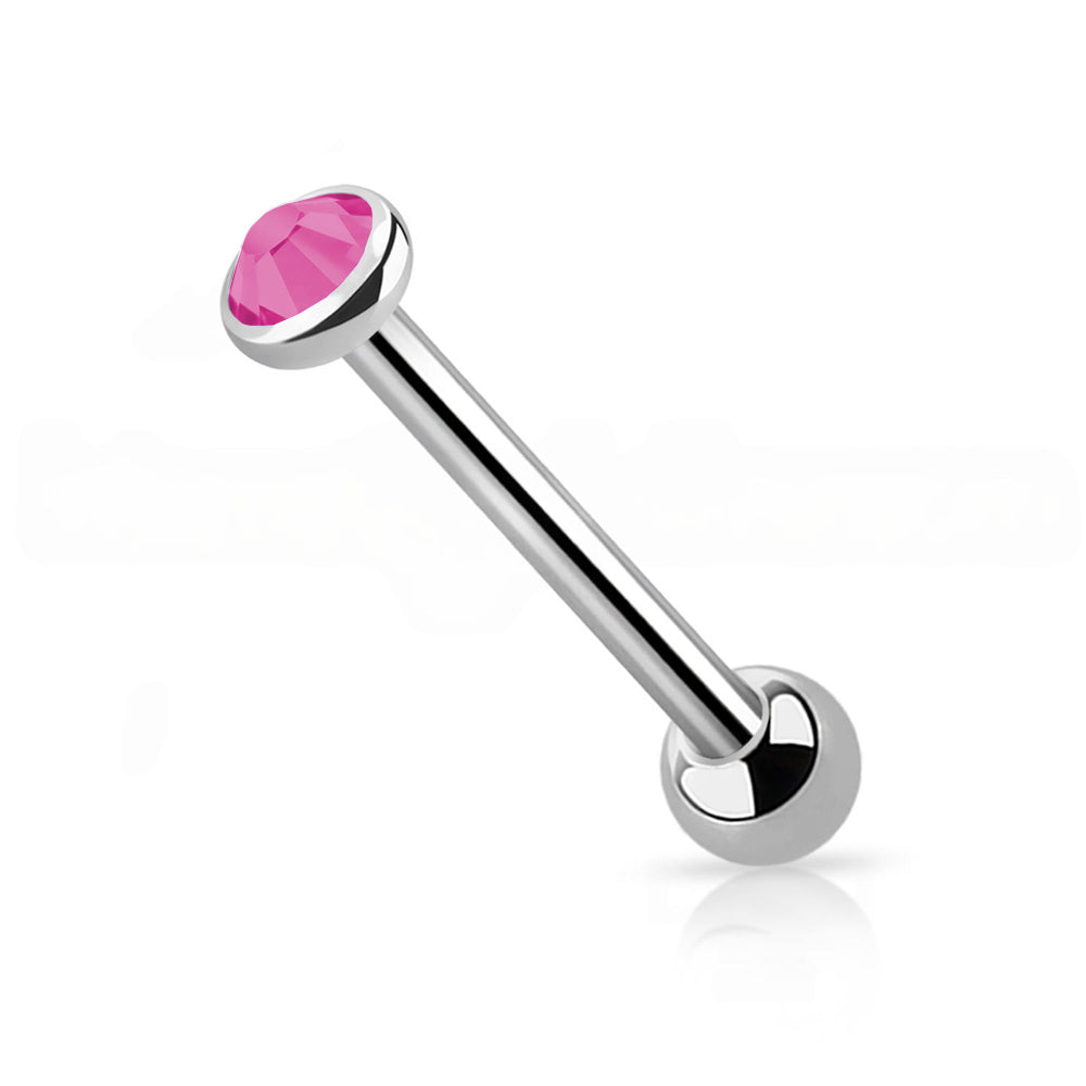Titanium Tongue Barbell 14G 14mm & 16mm with Bezel CZ Top - photo 9