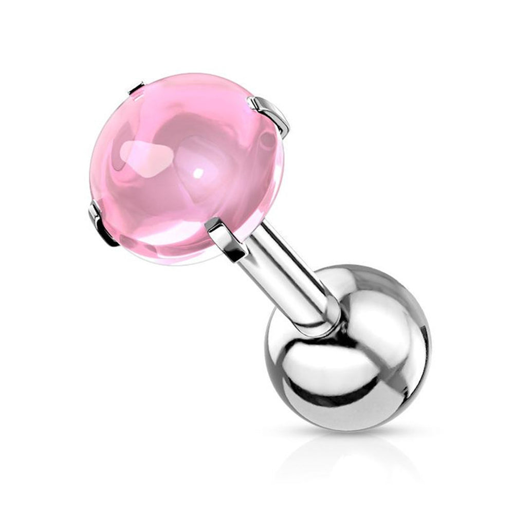 Surgical Steel 16 Gauge Tragus Barbell with Cabochon Stone - photo 5