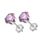 Surgical Steel 20 Gauge Cubic Zirconia Stud Earrings - Pair