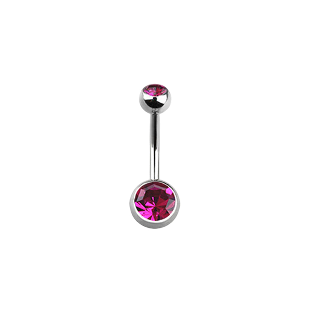 Titanium 14 Gauge Double CZ Belly Button Ring 14mm