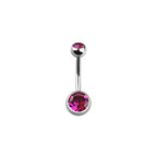 Titanium 14 Gauge Double CZ Belly Button Ring 14mm
