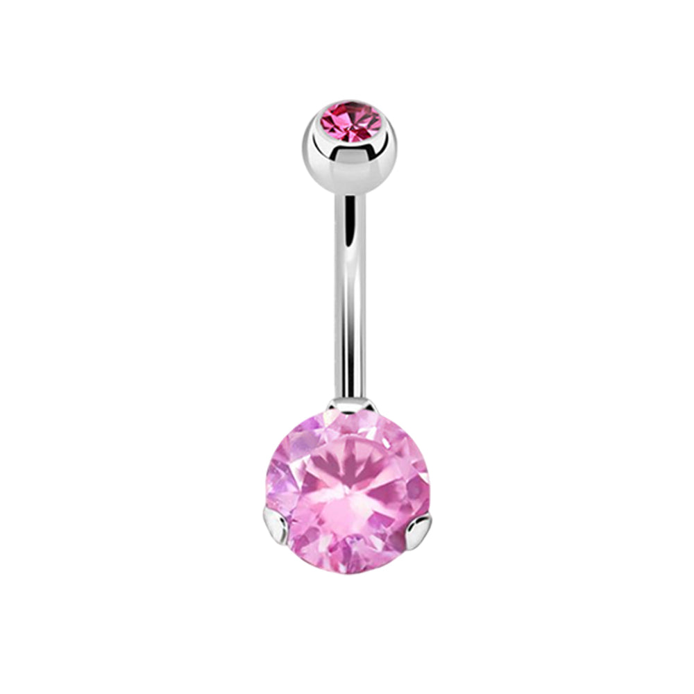Surgical Steel 14 Gauge Crystal CZ Belly Button Ring
