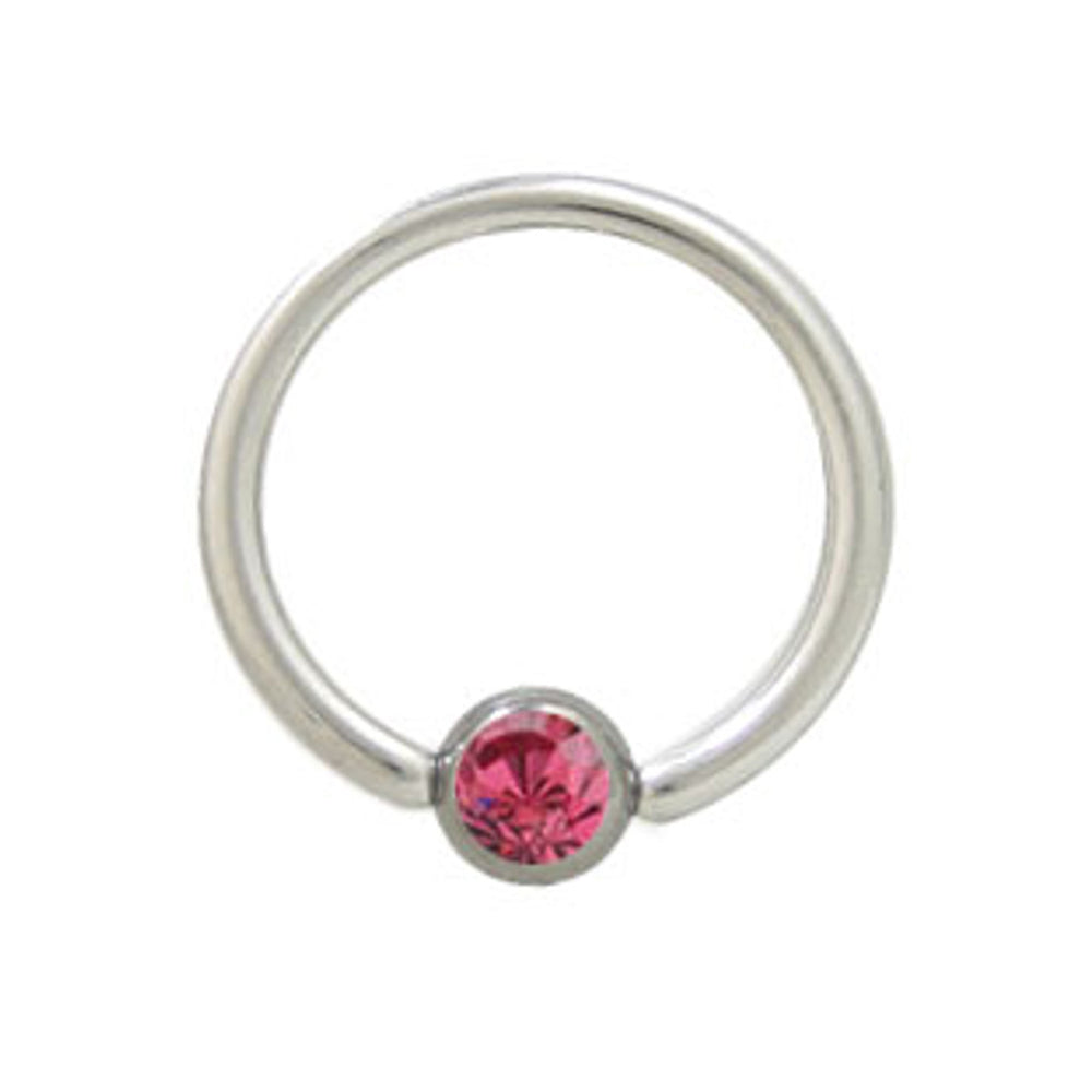Surgical Steel 14 & 16 Gauge Captive Bead Ring with Pink CZ