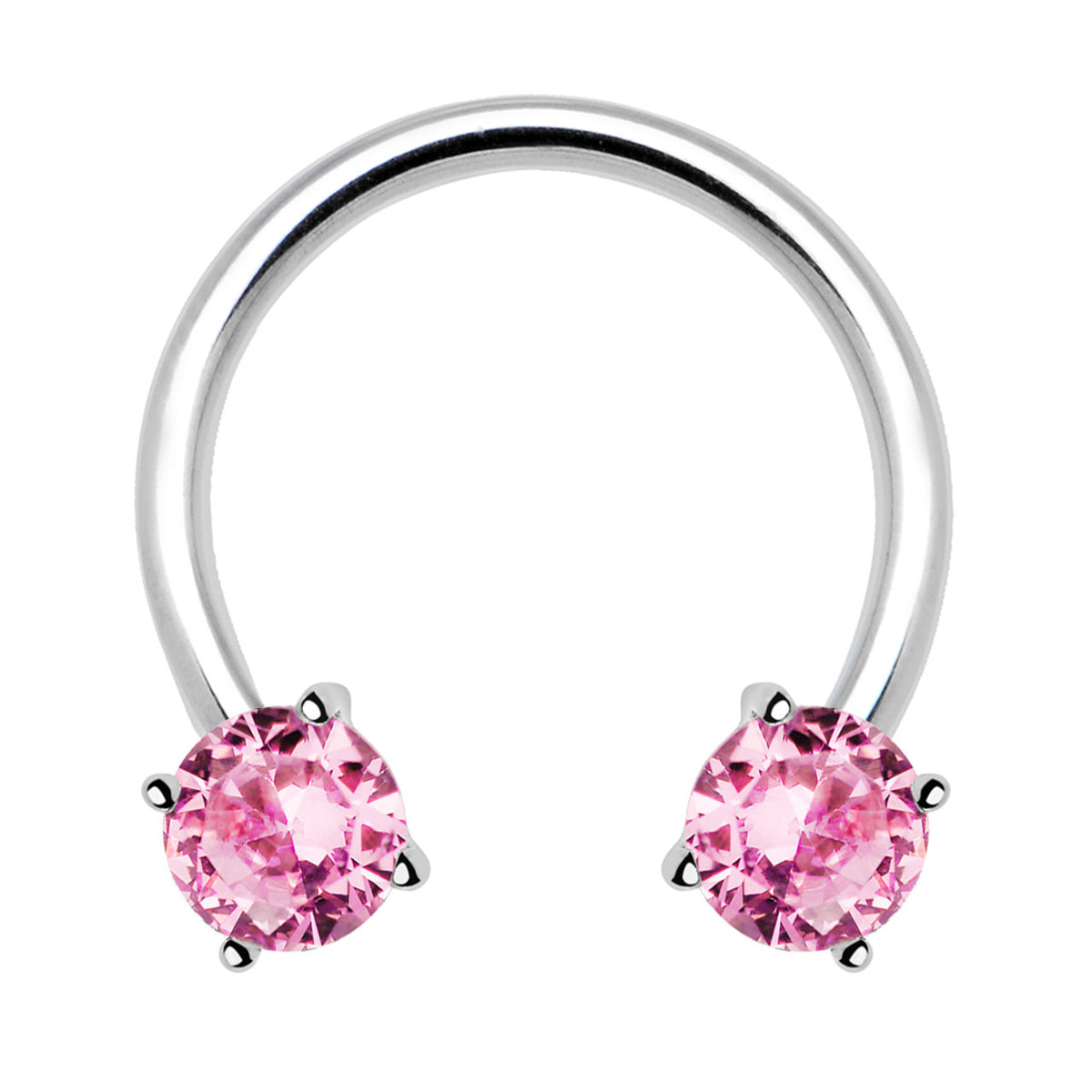 Surgical Steel 14 Gauge Horseshoe Circular Barbell with Pink CZ
