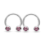 Surgical Steel 14 & 16 Gauge CZ Horseshoe Circular Barbell - Pair - photo 7