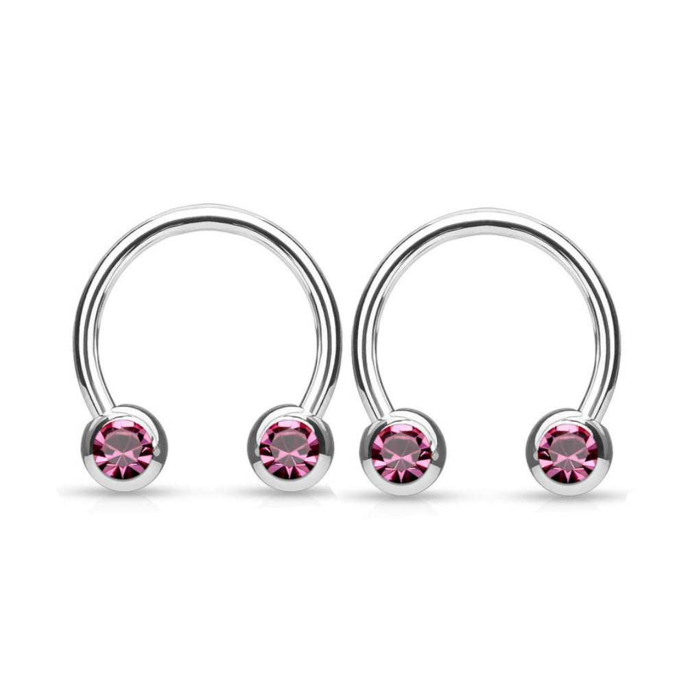 Surgical Steel 14 & 16 Gauge CZ Horseshoe Circular Barbell - Pair - photo 7