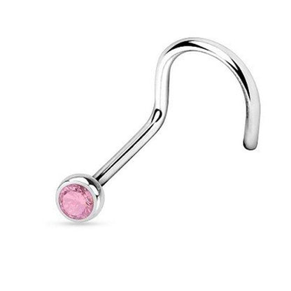 Surgical Steel Nose Screw with Bezel Set CZ - 18 & 20 Gauge - photo 5