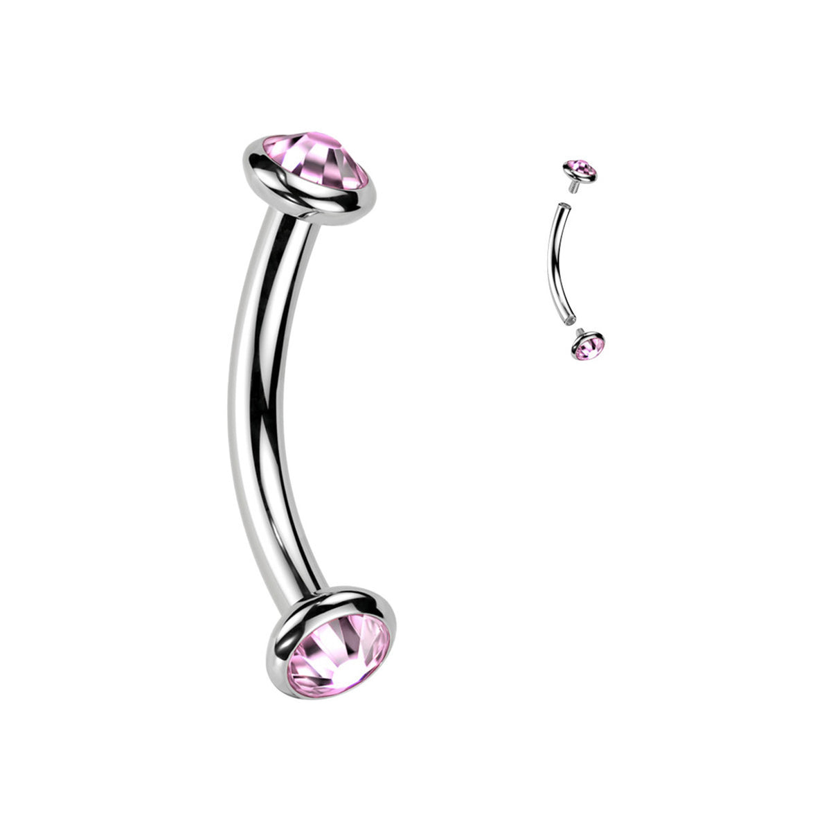 Titanium Curved Eyebrow Barbell 16G 8mm with CZ - photo 11