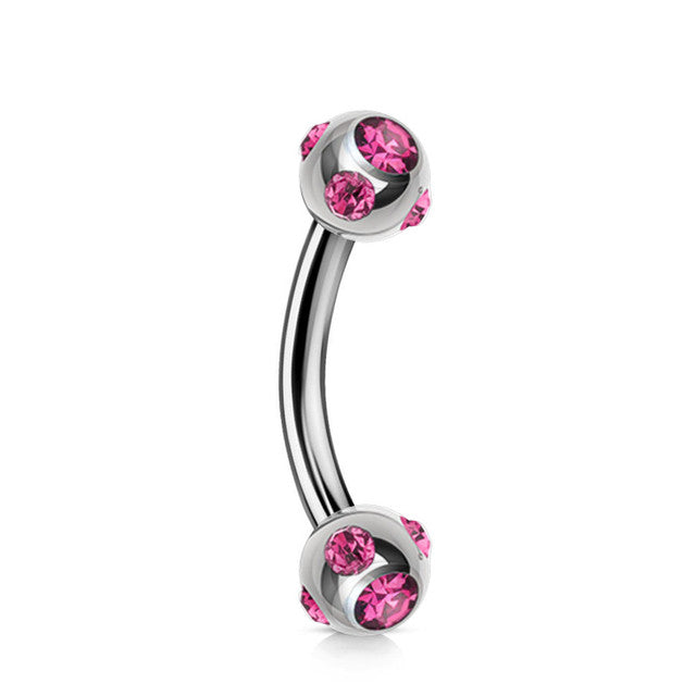 Surgical Steel 16 Gauge Curved Barbell with CZ Disco Ball - photo 3