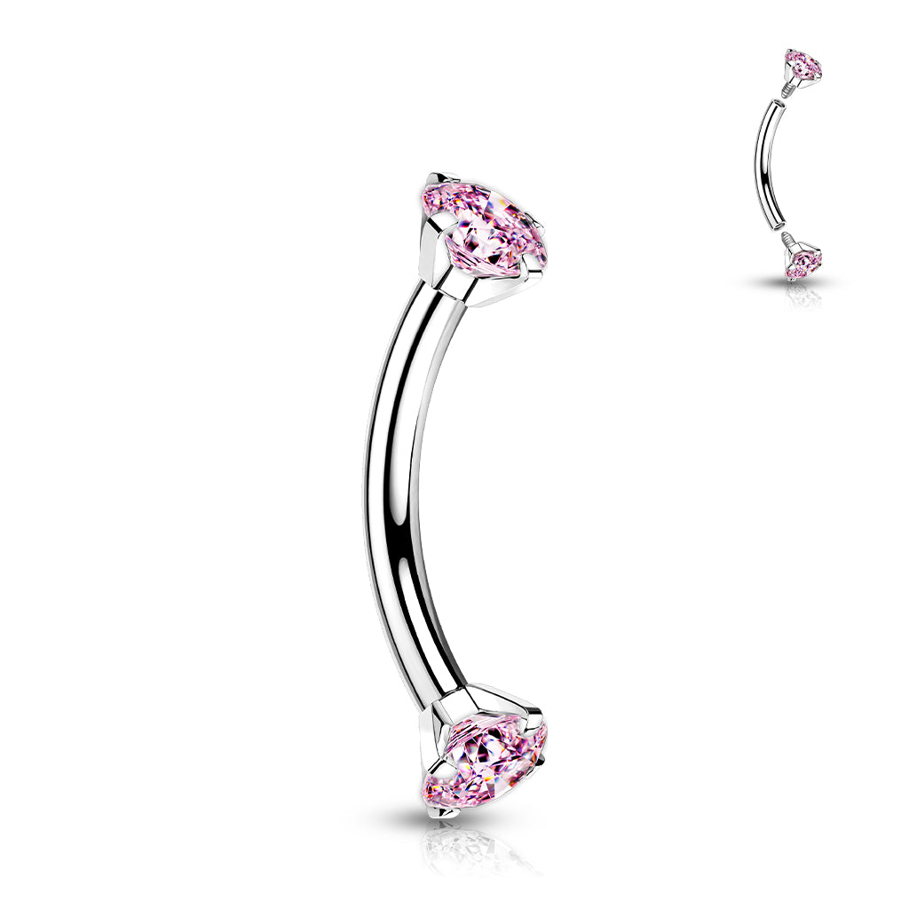 Titanium Curved Barbell 16G 8mm with 3mm CZ Crystal - photo 7