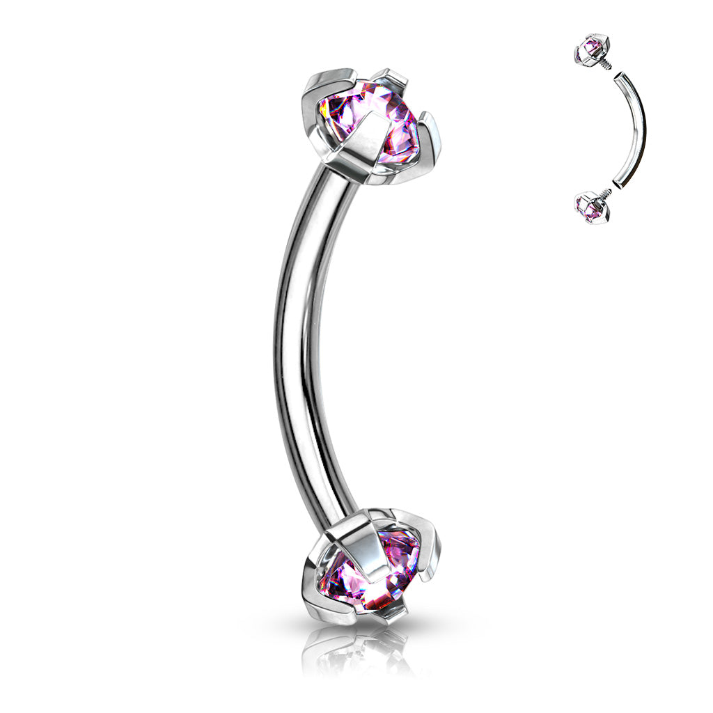 Surgical Steel Curved Barbell 16G 8mm with 3mm CZ Crystal - photo 8