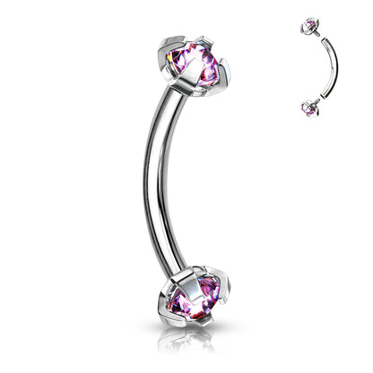 Surgical Steel Curved Barbell 16G 8mm with 3mm CZ Crystal - photo 8