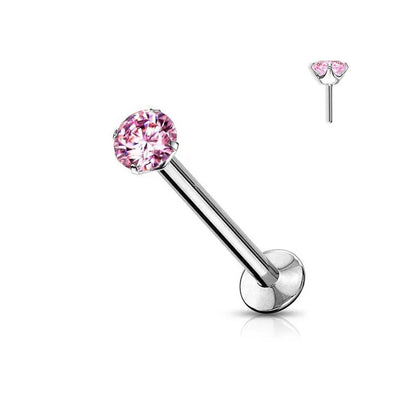 Surgical Steel 16 to 20 Gauge Push In Labret Stud with Prong CZ - photo 5