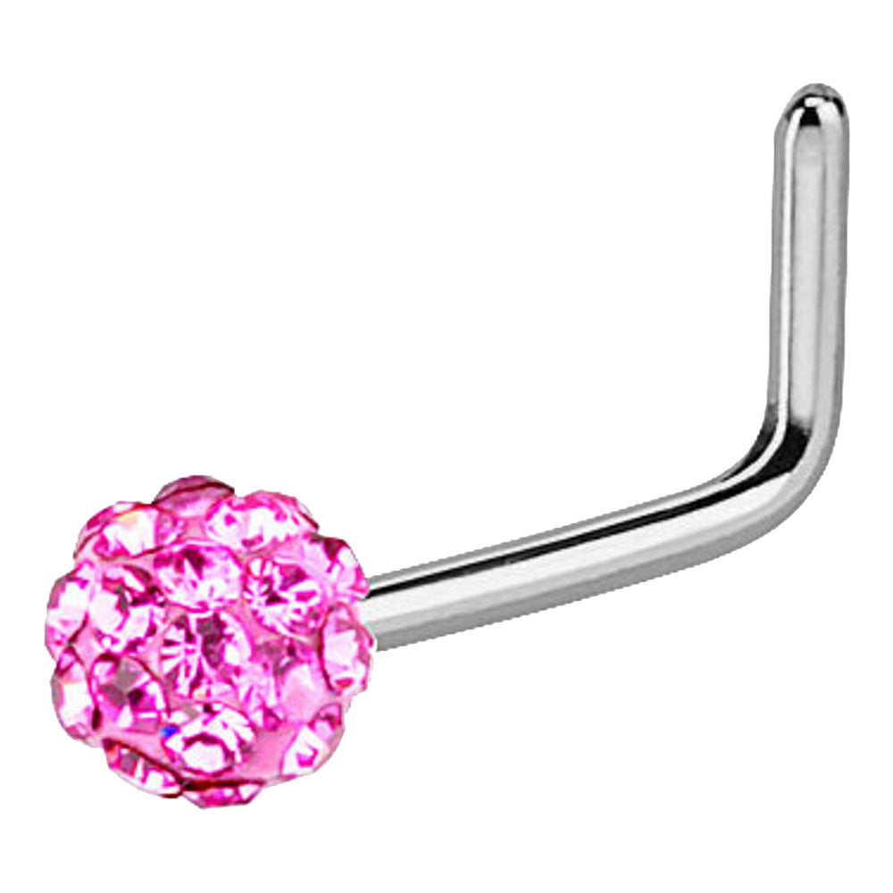 Surgical Steel 20 Gauge L-Shape Nose Stud with Ferido Ball CZ - photo 6