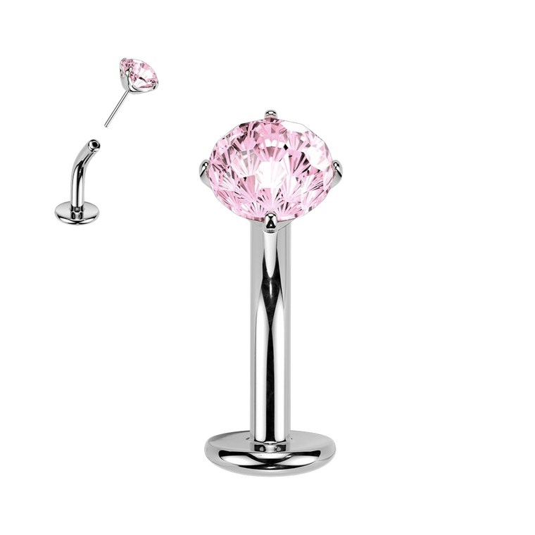Titanium Threadless Floating Convex Belly Ring 14G 10mm with CZ - photo 7