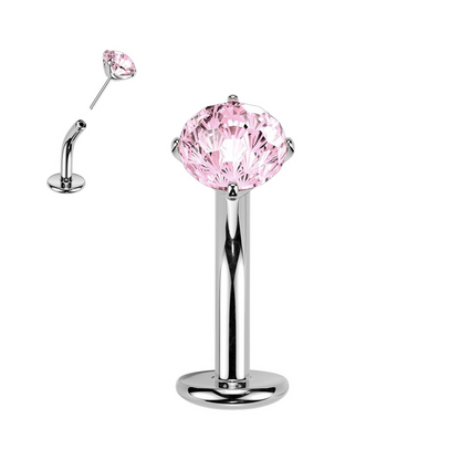 Titanium Threadless Floating Convex Belly Ring 14G 10mm with CZ - photo 7