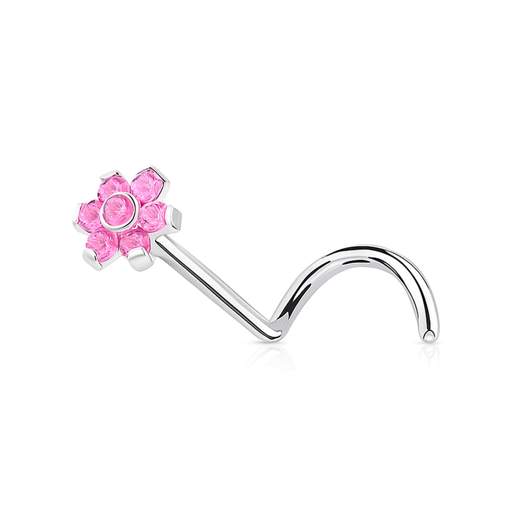 Titanium Flower CZ Nose Stud 18 & 20 Gauge with Threadless Push-In - photo 9
