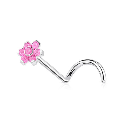 Titanium Flower CZ Nose Stud 18 & 20 Gauge with Threadless Push-In - photo 9
