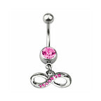 Surgical Steel 14 Gauge Dangling Infinity Paved CZ Belly Ring 11mm