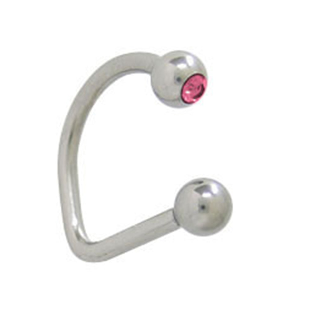 Surgical Steel 16 Gauge Labret Stud with Pink CZ Lippy Loop