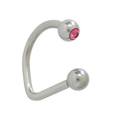Surgical Steel 16 Gauge Labret Stud with Pink CZ Lippy Loop
