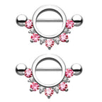Surgical Steel 14 Gauge Nipple Shield with Half Circle Lined CZ - Pair - photo 8