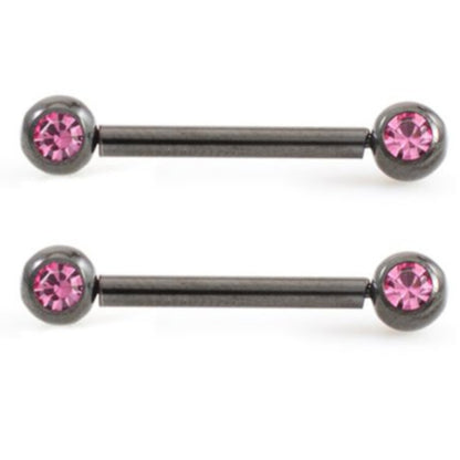 Surgical Steel 14 Gauge Threadless Nipple Barbells with CZ - Pair - photo 3