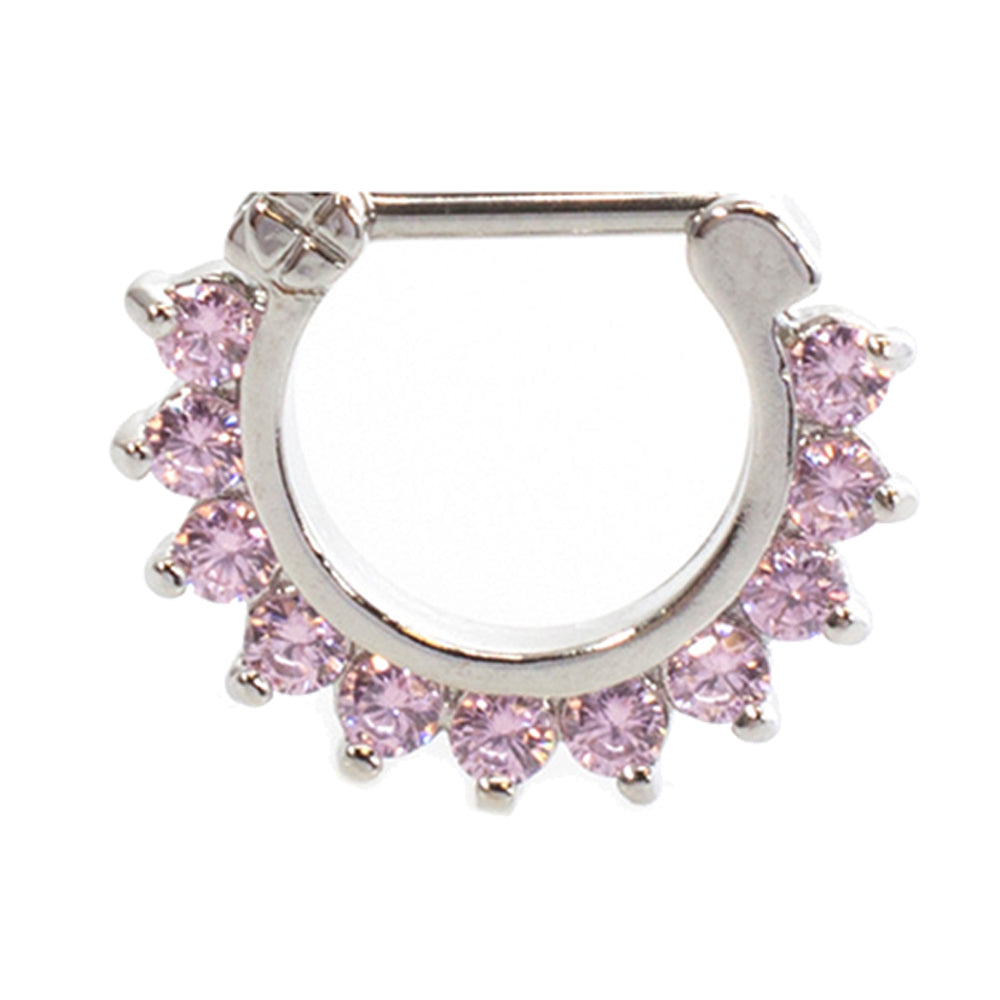 Surgical Steel 16 Gauge Septum Clicker Hoop with Prong Set CZ - photo 6