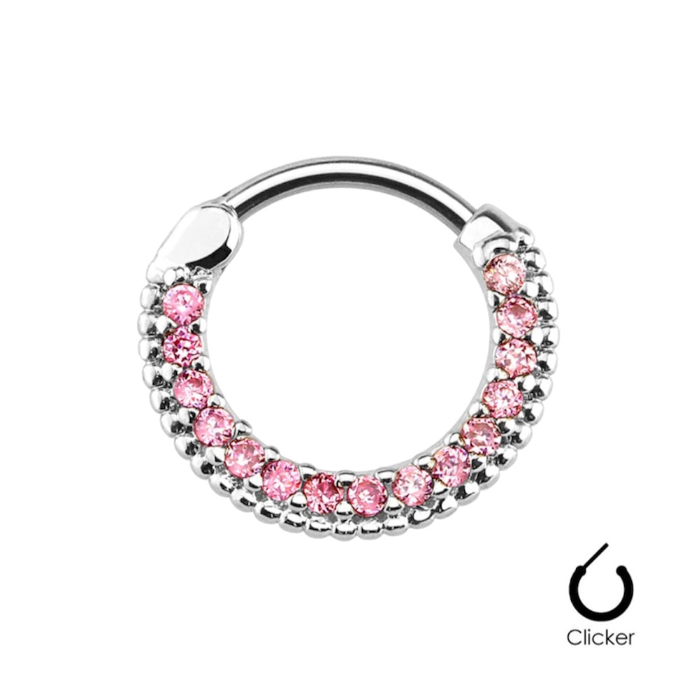 Surgical Steel 16 Gauge Septum Clicker Hoop with Paved CZ - photo 6