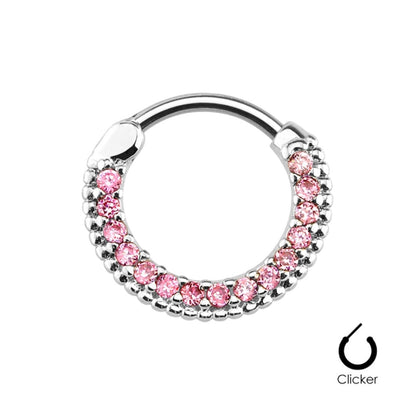 Surgical Steel 16 Gauge Septum Clicker Hoop with Paved CZ - photo 6