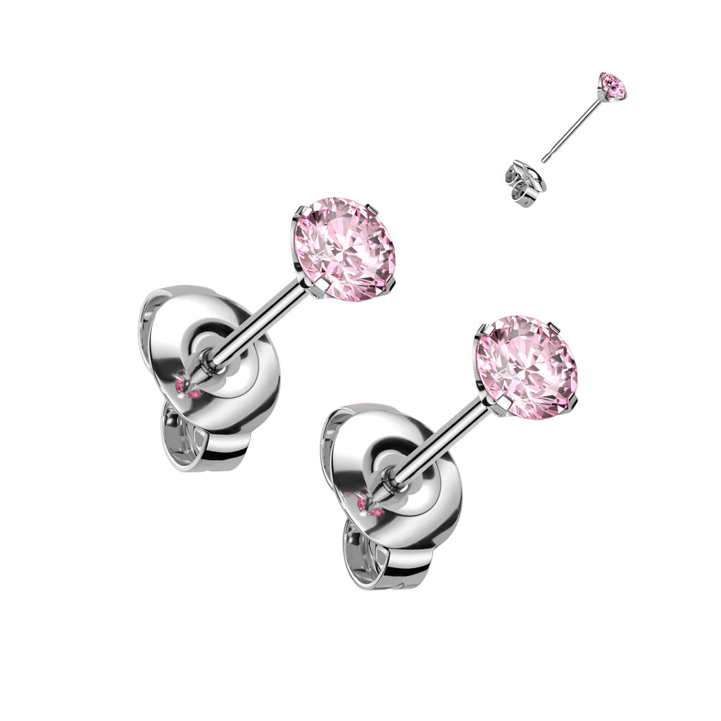 Titanium Prong Set CZ Stud Earrings 20G 2mm to 4mm - Pair - photo 8