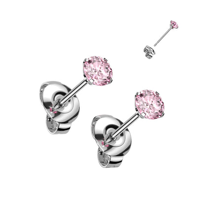 Titanium Prong Set CZ Stud Earrings 20G 2mm to 4mm - Pair - photo 8