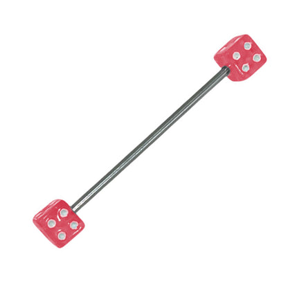 Surgical Steel 14 Gauge Industrial Barbell with Acrylic Dice Bead - photo 9