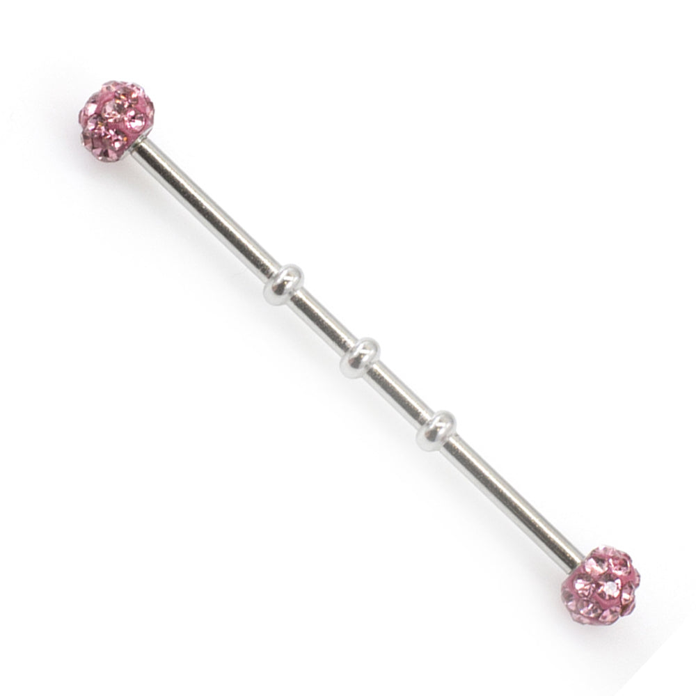 Surgical Steel 14 Gauge Industrial Barbell with Triple Ferido Balls - photo 5
