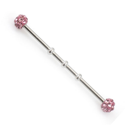 Surgical Steel 14 Gauge Industrial Barbell with Triple Ferido Balls - photo 5