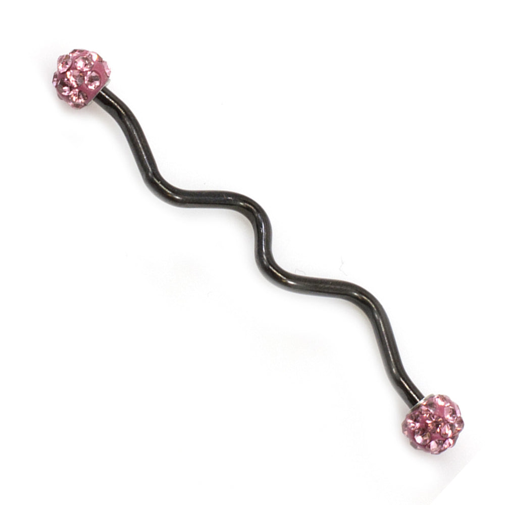 PVD Black Surgical Steel 14 Gauge Industrial Barbell with Spiral - photo 5