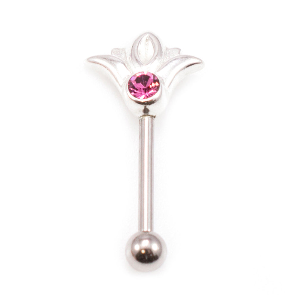 Surgical Steel 16 Gauge Eyebrow Barbell with CZ Flower Top - photo 9