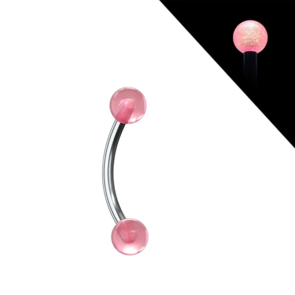 Surgical Steel 16 Gauge Eyebrow Barbell with Glow in Dark Acrylic Ball - photo 8