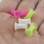 Silicone 4 Gauge Ear Tunnels Pink, Green & White - 6 Pack