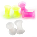 Silicone 4 Gauge Ear Tunnels Pink, Green & White - 6 Pack