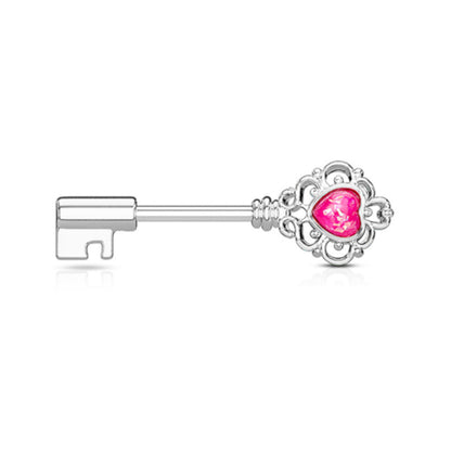 Surgical Steel Nipple Barbells with Opal Heart Vintage Key - Pair - photo 5