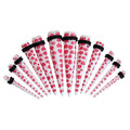 Acrylic 6G to 1/2" Pink Hearts White Ear Tapers Kit - 12 Pack