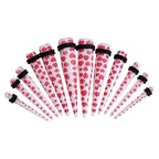 Acrylic 6G to 1/2" Pink Hearts White Ear Tapers Kit - 12 Pack