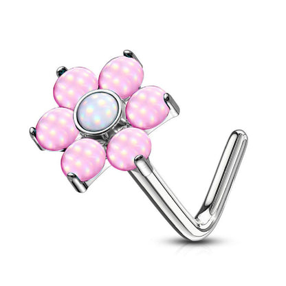 Surgical Steel 20 Gauge L-Bend Nose Stud with Stone Flower - photo 7