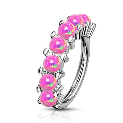 Surgical Steel 16 to 20 Gauge Lined Opal Bendable Hoop Ring - photo 3