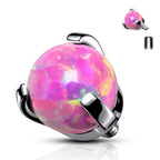 Titanium 14 & 16 Gauge Prong Set Opal Ball Dermal Anchor Tops