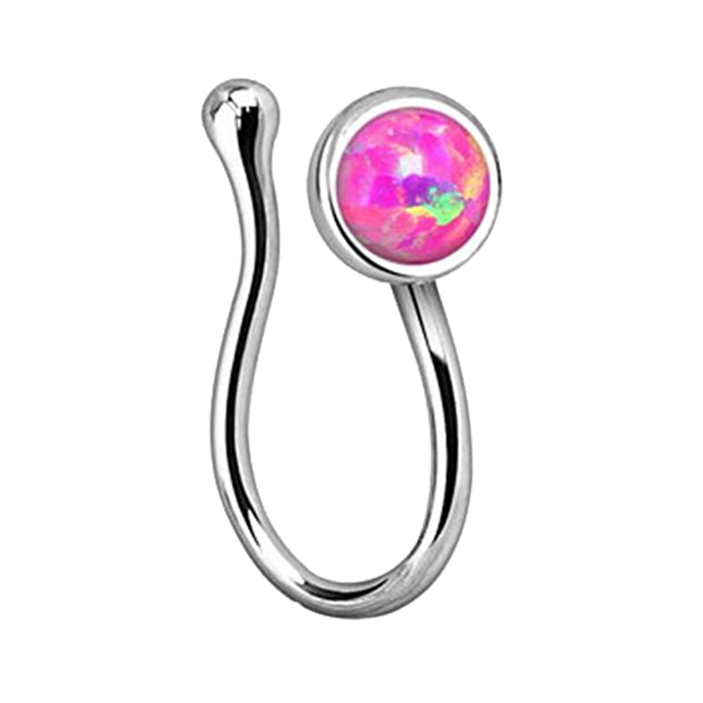 Surgical Steel Non-Piercing Nose Clip with Bezel Set Opal - photo 4