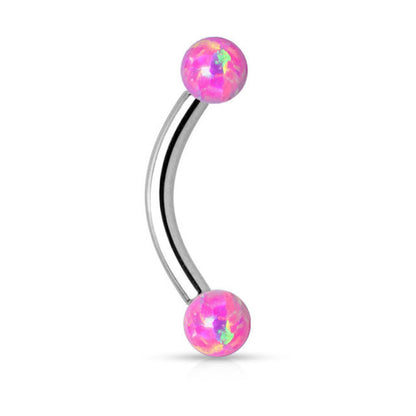 Surgical Steel 16 Gauge Curved Eyebrow Barbell with Opal End - photo 3