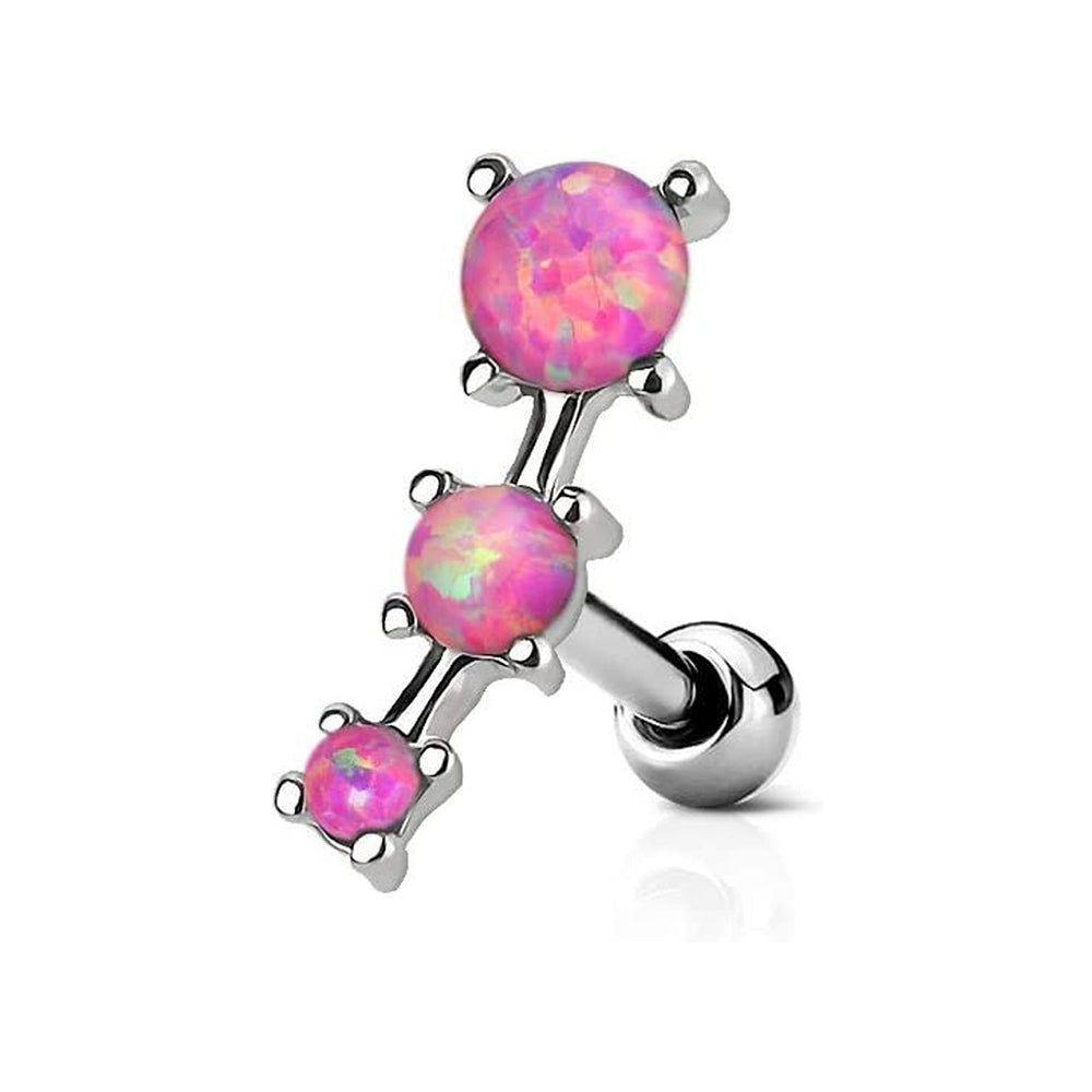 Surgical Steel 16 Gauge Cartilage Barbell with Three Opal - photo 4